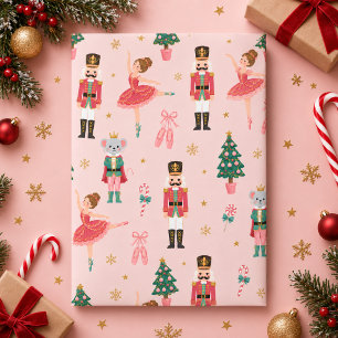 Pink Nutcracker Ballet Christmas Wrapping Paper
