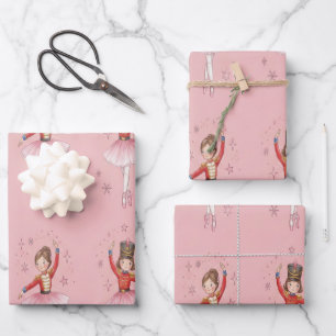 Pink Nutcracker Ballet Theme Girls Wrapping Paper Sheet