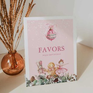 Pink Nutcracker Birthday Party Favours Pedestal Sign