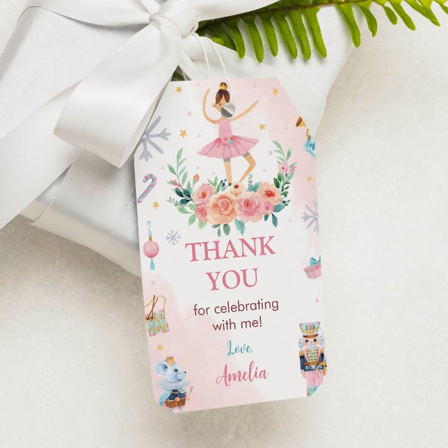 Pink Nutcracker Birthday Thank You Favour Gift Tag (Creator Uploaded)