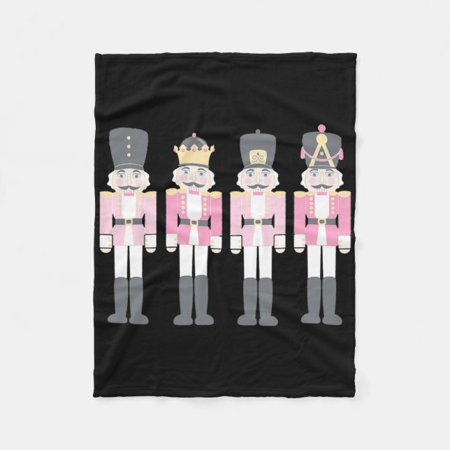 Pink Nutcracker Byllet Vintage Christmas Nutcracke Fleece Blanket (Front)