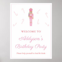 Pink Nutcracker Candy Canes Birthday Party Welcome