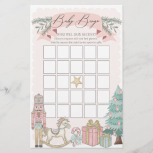 pink nutcracker christmas baby shower bingo game