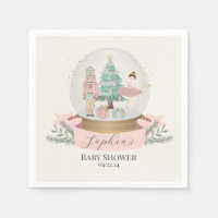 pink nutcracker christmas baby shower tableware