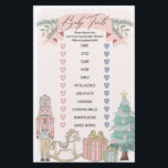 pink nutcracker christmas baby traits shower game<br><div class="desc">Celebrate the arrival of your little sugar plum with this magical Pastel Pink Nutcracker baby shower collection. This delightful printable party decor captures the magic of a Christmas Winter Wonderland theme, perfect for your girl's special day. Instantly downloadable, the designs features a whimsical array of Sugar Plum holiday decorations, infusing...</div>