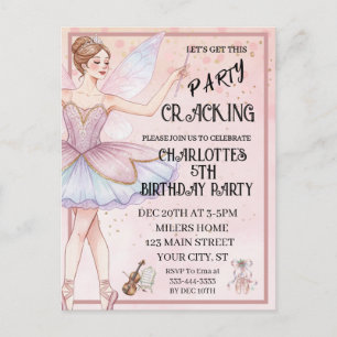 Pink Nutcracker Christmas Ballet Birthday Postcard