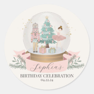 pink nutcracker christmas birthday party favour ta classic round sticker