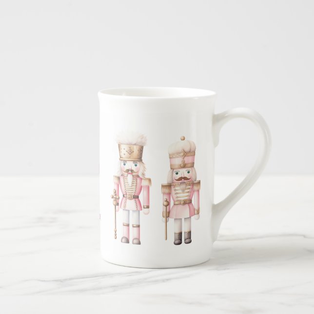 Pink Nutcracker Christmas Bone China Mug (Right)