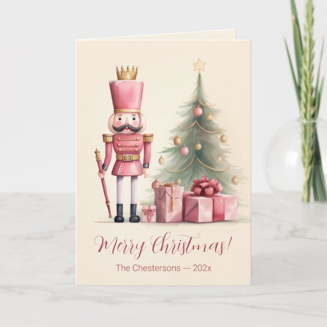 Pink Nutcracker Christmas Card (Front)