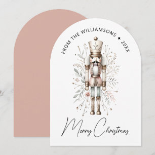 Pink Nutcracker Christmas Card Arch Family Name