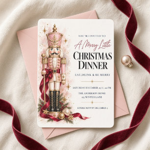 Pink Nutcracker Christmas Dinner Party Invitation