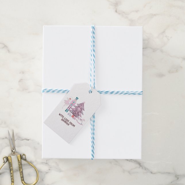 Pink Nutcracker Christmas  Gift Tags (With Twine)