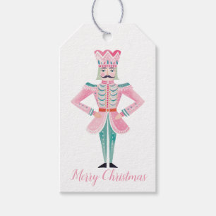 Pink Nutcracker Christmas Gift Tags, Preppy Pink  Gift Tags