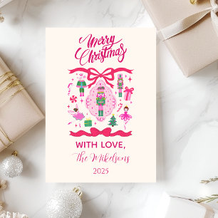 Pink Nutcracker Christmas Holiday Card