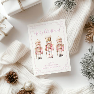 Pink Nutcracker Christmas Holiday Card