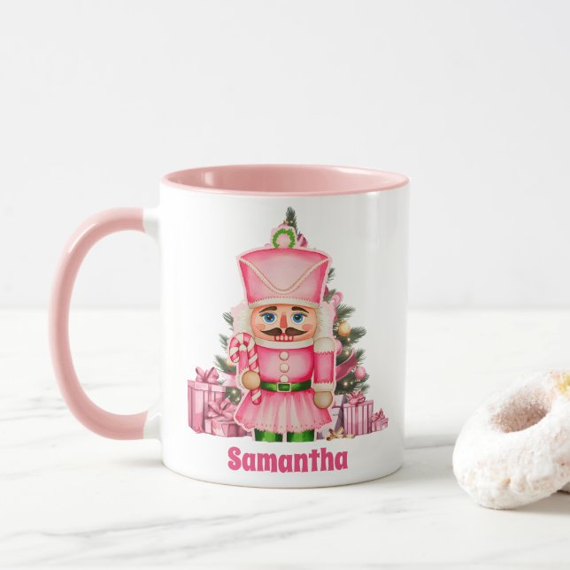 Pink Nutcracker Christmas Kids Hot Chocolate Mug (With Donut)
