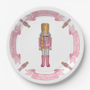 Pink Nutcracker Christmas Paper Plate