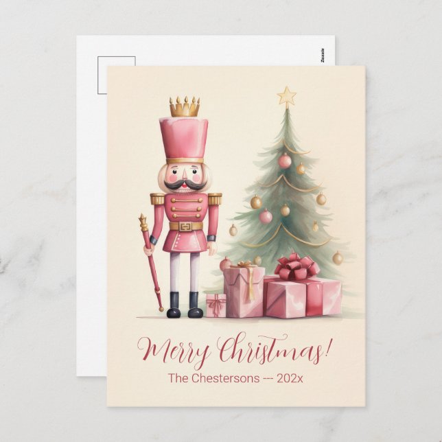 Pink Nutcracker Christmas Postcard (Front/Back)