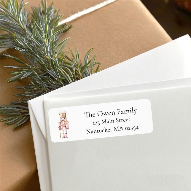 Pink Nutcracker Christmas Return Address (Pink Christmas Nutcracker return address label)
