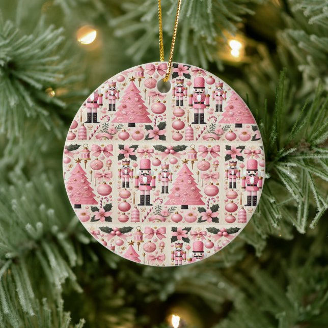 Pink Nutcracker Christmas Tree  Ceramic Tree Decoration (Tree)