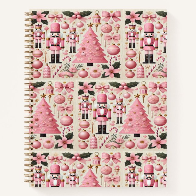 Pink Nutcracker Christmas Tree  Notebook (Front)