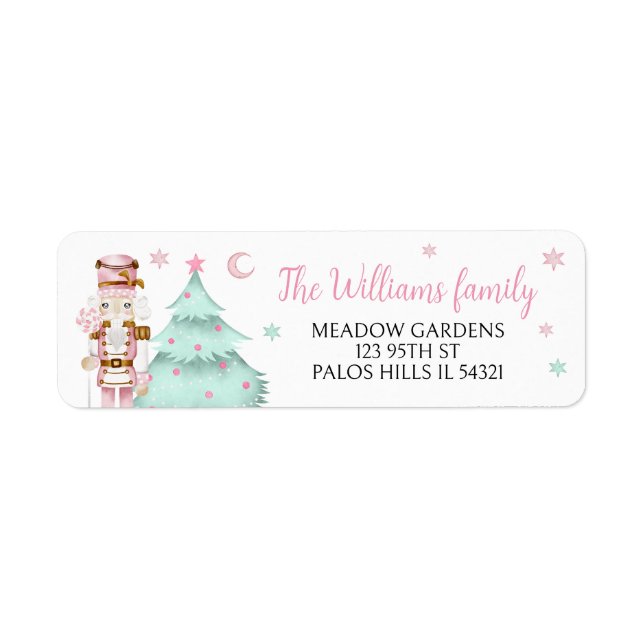 Pink nutcracker Christmas tree return address  (Front)