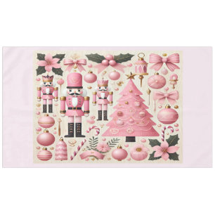Pink Nutcracker Christmas Tree Tablecloth