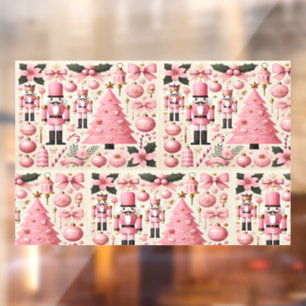 Pink Nutcracker Christmas Tree Window Cling