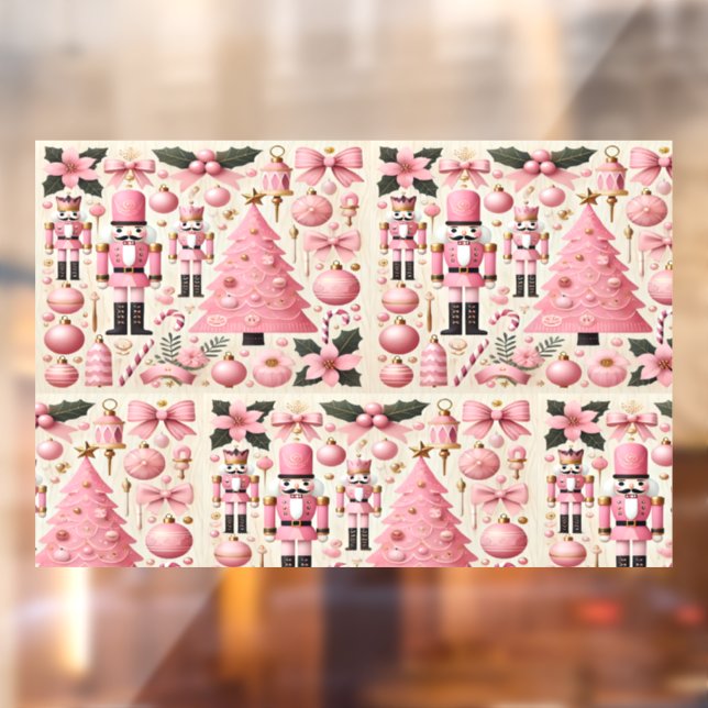 Pink Nutcracker Christmas Tree  Window Cling (Sheet 2)