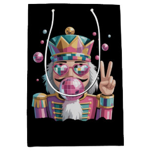 Pink Nutcracker Disco Ball Sunglasses Peace Sign Medium Gift Bag