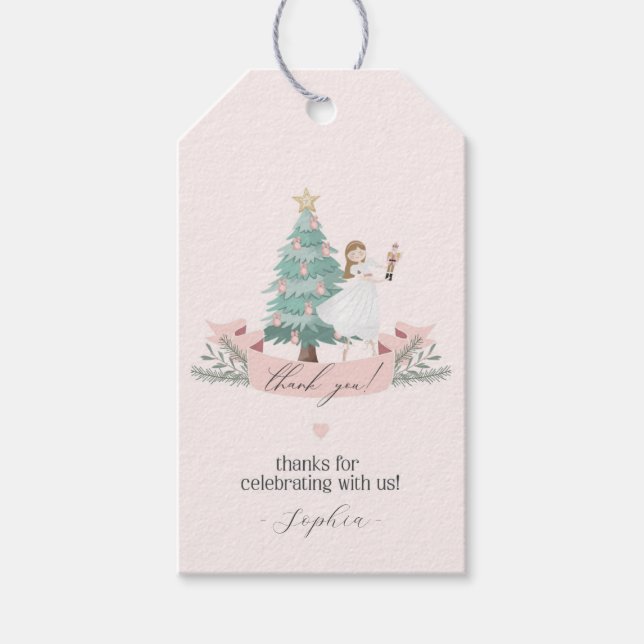 Pink Nutcracker Favour Tag for Baby Shower (Front)