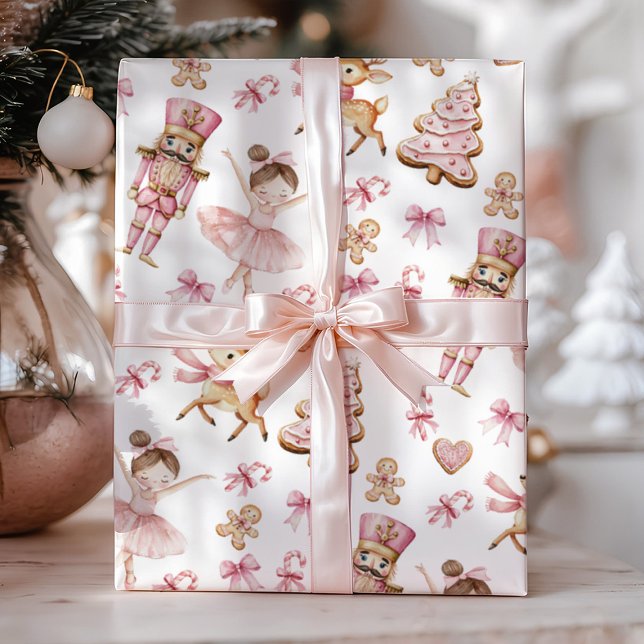 Pink Nutcracker Kids Christmas Wrapping Paper (Creator Uploaded)