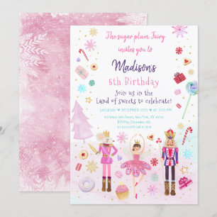 Pink Nutcracker Land of Sweets Winter Birthday Invitation