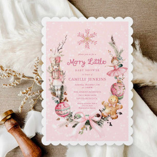 Pink Nutcracker Merry Little Baby Shower  Invitation