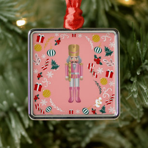 Pink Nutcracker Metal Tree Decoration