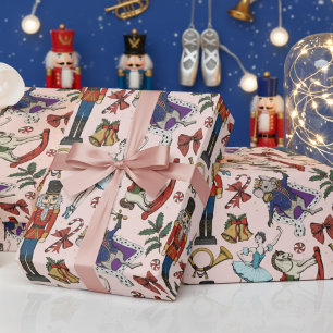 Pink Nutcracker Mouse King Ballerina Christmas Wrapping Paper