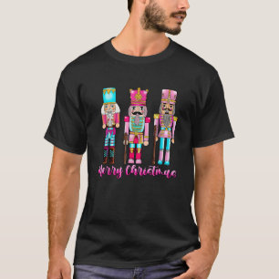 Pink Nutcracker Retro Christmas Merry And Bright X T-Shirt