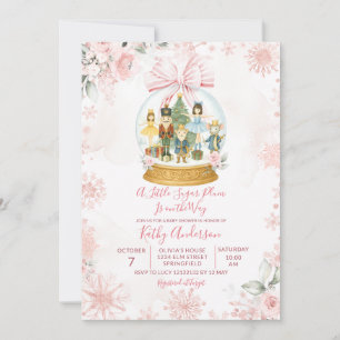 Pink Nutcracker Snowflake Winter Baby Shower Invitation