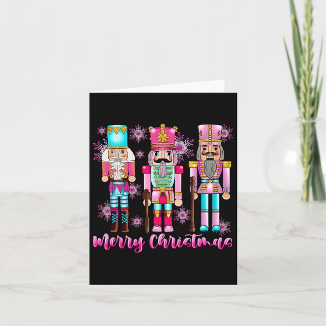 Pink Nutcracker Squad Pink Christmas Ballet Xmas W Card (Front)