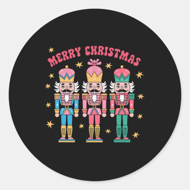 Pink Nutcracker Squad Pink Christmas Ballet Xmas W Classic Round Sticker (Front)