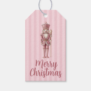 Pink Nutcracker Striped Festive Christmas Gift Tags