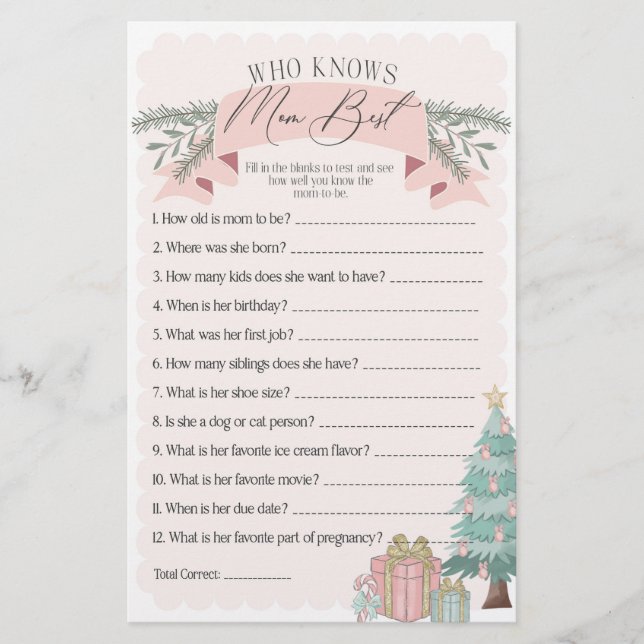 pink nutcracker who knows mum best baby shower gam (Front)