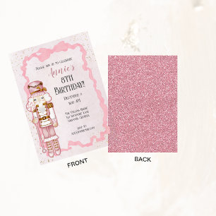 Pink Nutcracker Winter Birthday Party Invitation