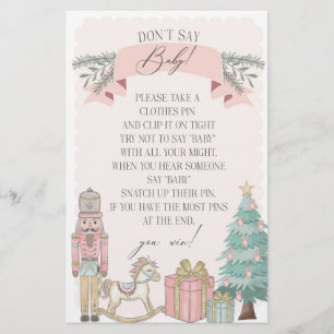 pink nutcracker winter dont say baby shower game
