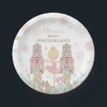 Pink Nutcracker Winter Onederland 1st Birthday Paper Plate<br><div class="desc">Personalise these sweet pink winter onederland first birthday party paper plates easily and quickly, simply press the Edit Using Design Tool button to further re-arrange and format the style and placement of the text.  All text is editable. Featuring whimsical characters from the Nutcracker in sweet pastel colours. Perfect for your...</div>