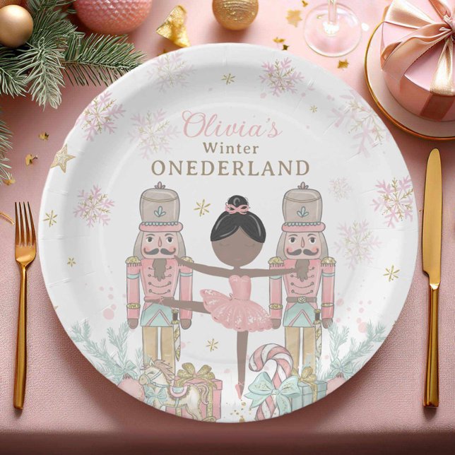 Pink Nutcracker Winter Onederland 1st Birthday Paper Plate (Creator Uploaded)