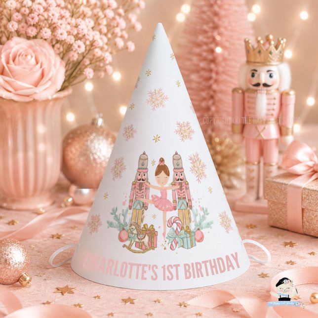 Pink Nutcracker Winter Onederland 1st Birthday Party Hat (Creator Uploaded)