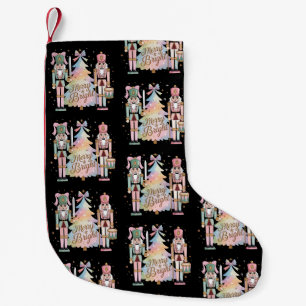 Pink Nutcrackers Christmas Tree Coquette Bow Xmas Small Christmas Stocking