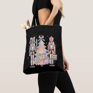 Pink Nutcrackers Christmas Tree Coquette Bow Xmas Tote Bag