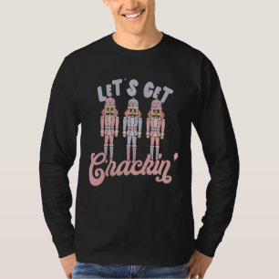 Pink Nutcrackers Retro Christmas Merry Xmas Groovy T-Shirt